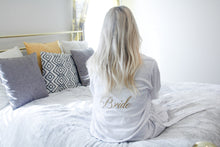 Signature Bride Robe with gold Print l Wedding day robes - Arenlace Bridal Boutique 