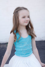 Teal Flower Girl Rhinestone Tank top - Arenlace Bridal Boutique 