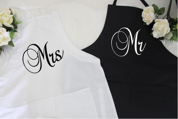 WEDDING GIFT IDEAS | Mr and Mrs Couples Gift Box | Gifts for Couples - Aprons