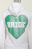 I DO Bride Hoodie Teal Heart Close up